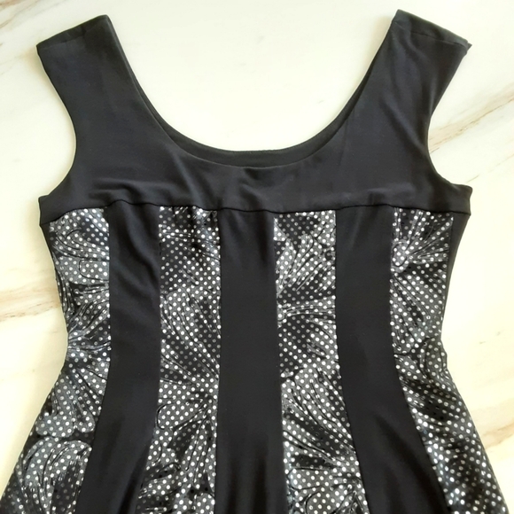 CONNECTED Embellished Silver Polka Dot Cocktail Stretchy Sleeveless Dress Sz 12P - Picture 8 of 12